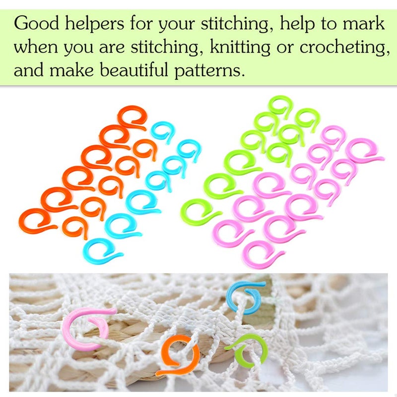 Lokunn 40Pcs Stitch Markers for Crocheting, Crochet Stitch Markers Ring, Multicolor Knitting Stitch Markers for Knitting and Crocheting, Small and Large Locking Markers - Image 5